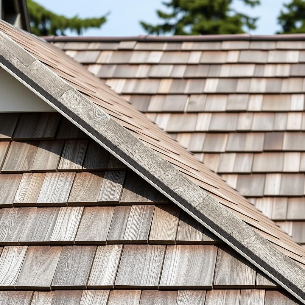 Aerial view of cedar shake roof replacement in progress on a Seattle-area home