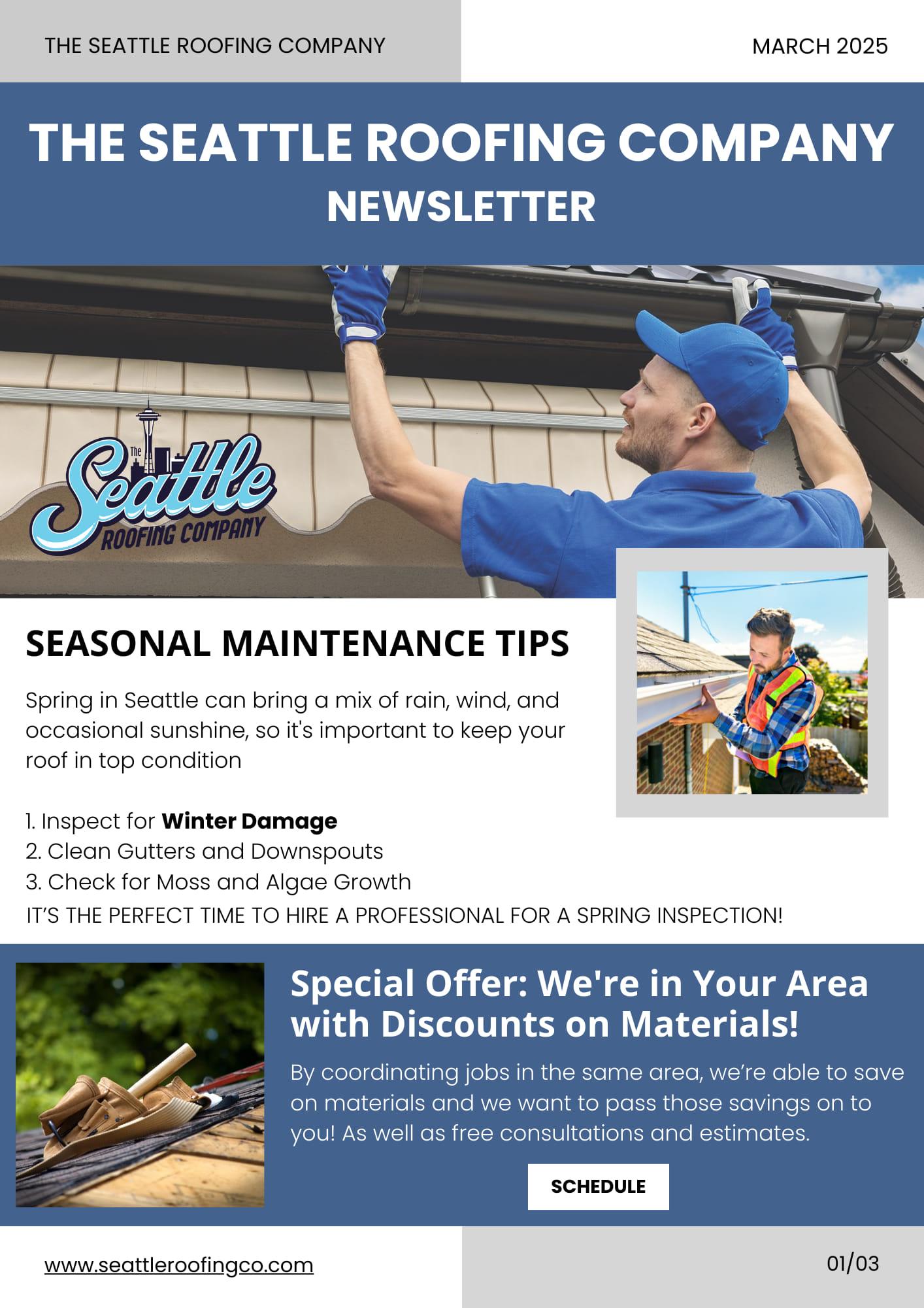 Seasonal roofing planning guide for Seattle homeowners showing optimal replacement windows